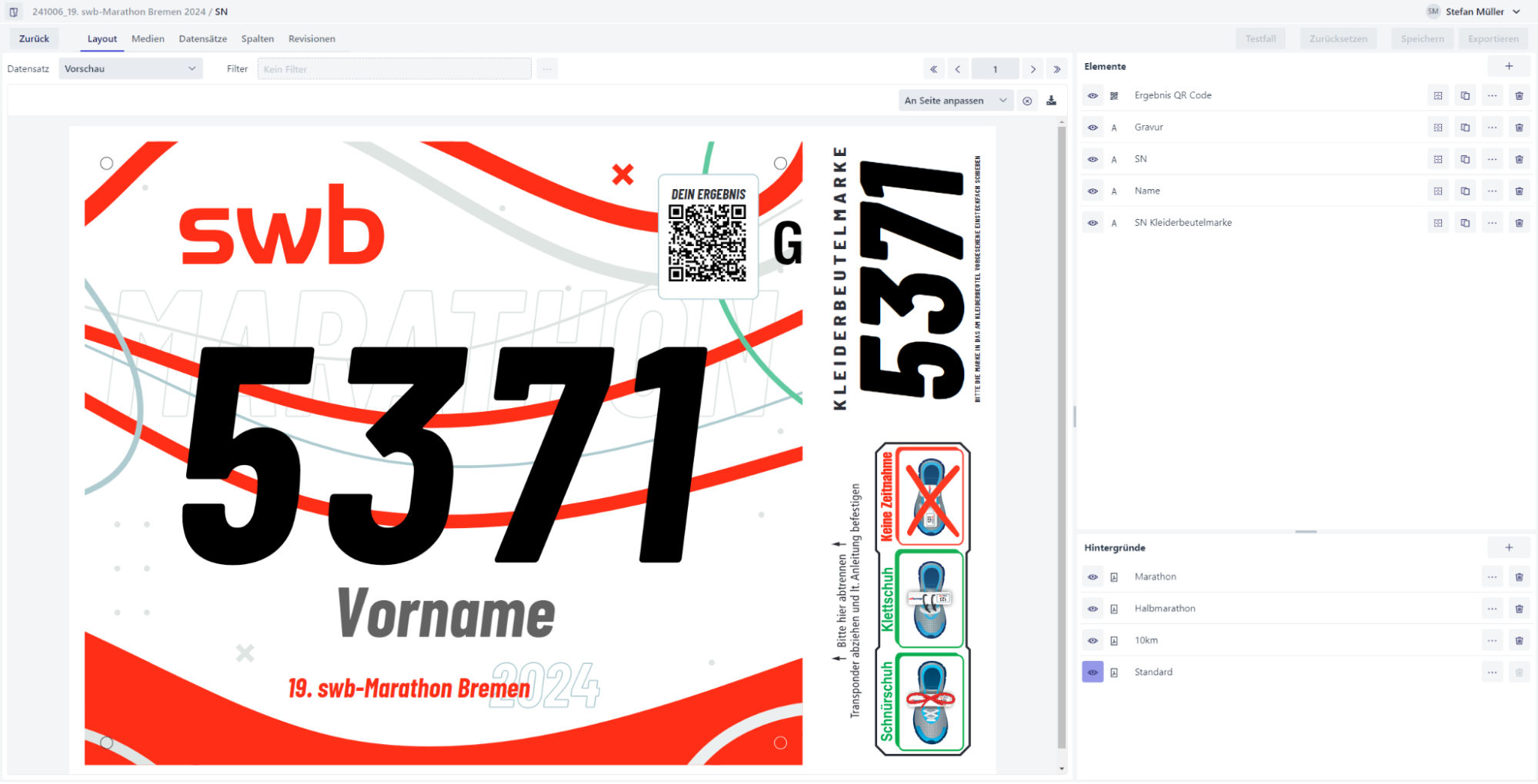 easyprint: Startnummern Layouteditor